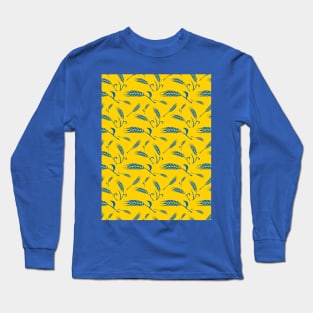 Wheat ear in Ukrainian flag colors pattern Long Sleeve T-Shirt